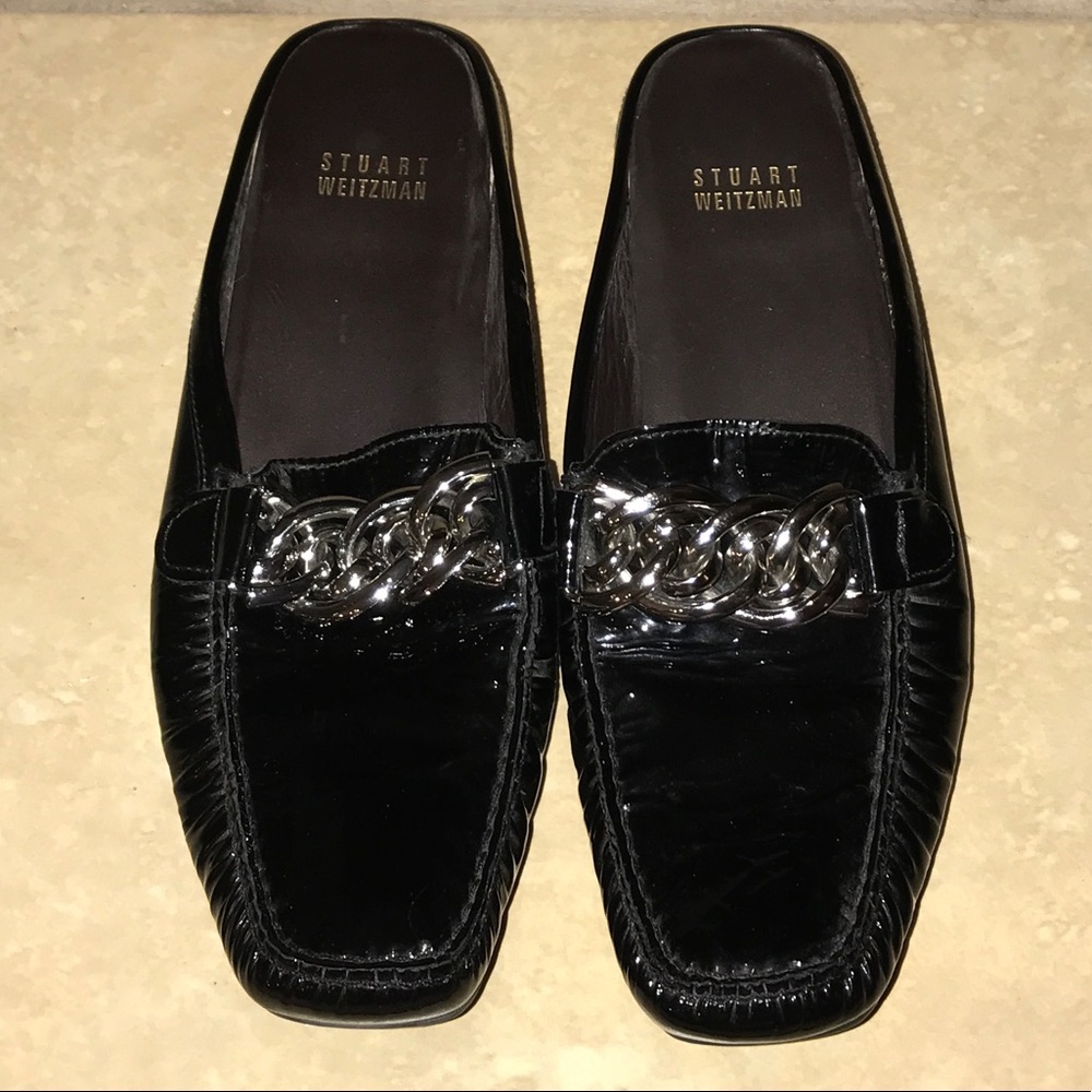 Stuart Weitzman Black Patent Leather Mule Size 7.5